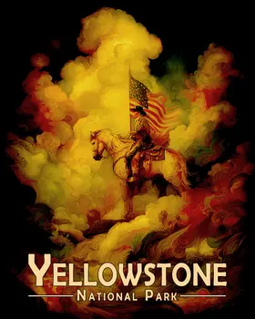 American Cowboy Yellowstone National Park Souvenir Art Print - 8"x10" Artwork