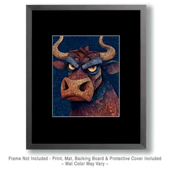 Mad Bull American West Art Print - 8"x10" Artwork