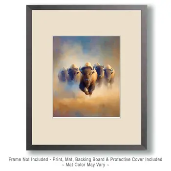 Buffalo Stampede American West Art Print - 8"x10" Artwork