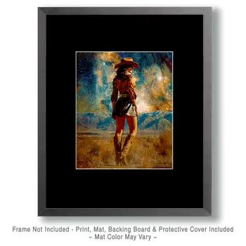 Cowgirl on Evening Stroll American West Art Print - 8"x10" Artwork