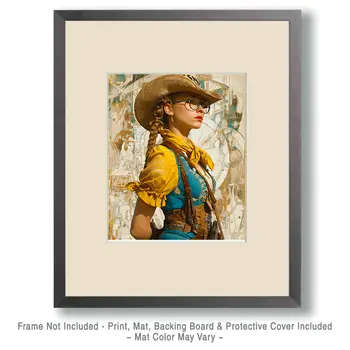 Cowgirl Brainiac American West Art Print - 8"x10" Artwork