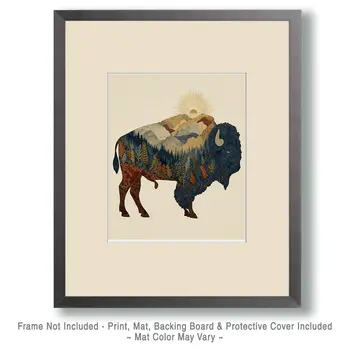 Buffalo Scene American West Art Print - 8"x10" Artwork