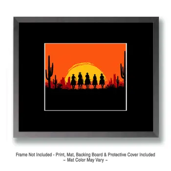 Riding in to the Sunset American West Art Print - 8"x10" Artwork