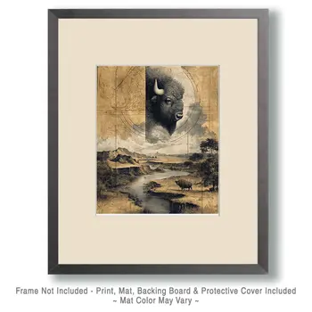 Celestial Buffalo Spirit American West Art Print - 8"x10" Artwork