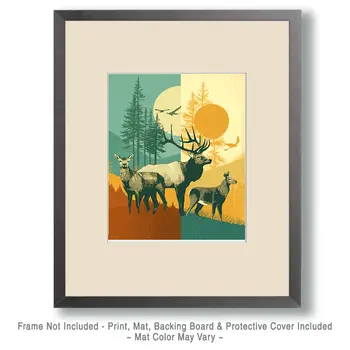 Vintage Abstract Western Wildlife American West Art Print - 8"x10" Artwork