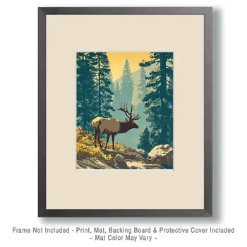 Classic Elk American West Art Print - 8"x10" Artwork