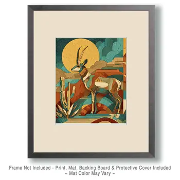 Stylized Antelope American West Art Print - 8"x10" Artwork