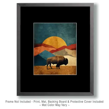 70's Modern Buffalo American West Art Print - 8"x10" Artwork