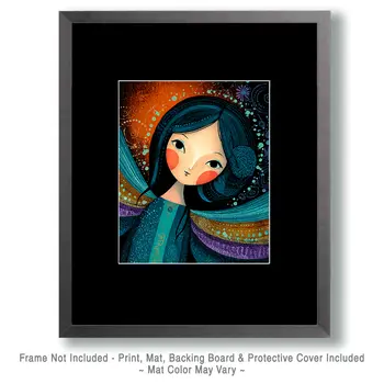 Folk Art Angel Lady - Angelic Art Print - 8"x10" Artwork