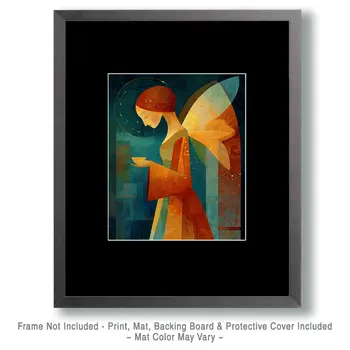 Abstract Angel Having Tea - Angelic Art Print - 8"x10" Artwork