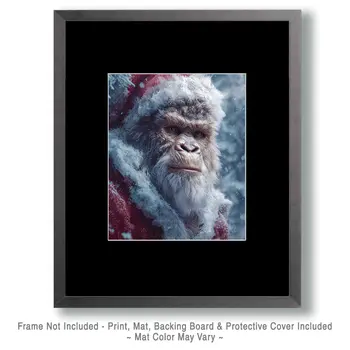 Bigfoot Santa Claus Christmas Art Print - 8"x10" Artwork