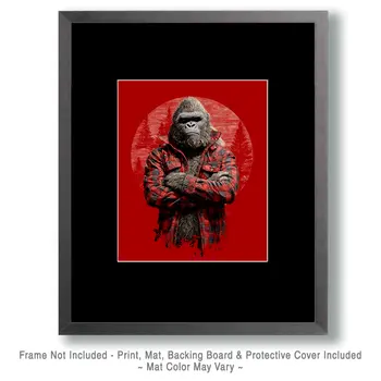 Buffalo Plaid Bigfoot Art Print - 8"x10" Artwork