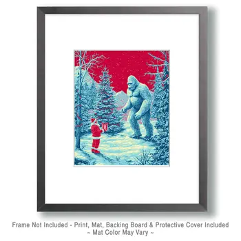 Bigfoot Santa Claus Pop Art Christmas Art Print - 8"x10" Artwork