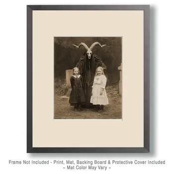 Vintage Demon with Two Dead Girls Halloween Art Print - 8"x10" Artwork