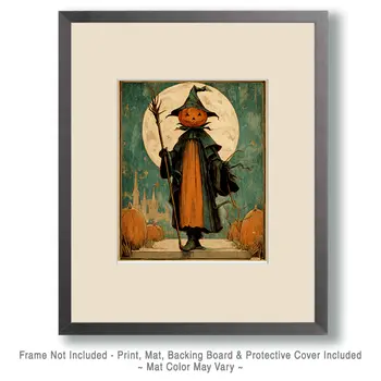 Pumpkinhead Scarecrow Halloween Art Print - 8"x10" Artwork