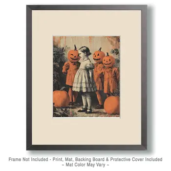 Imaginary Pumpkinhead Friends Halloween Art Print - 8"x10" Artwork
