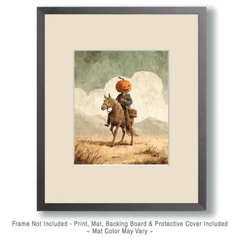 Pumpkinhead on His Trusty Steed Halloween Art Print - 8"x10" Artwork
