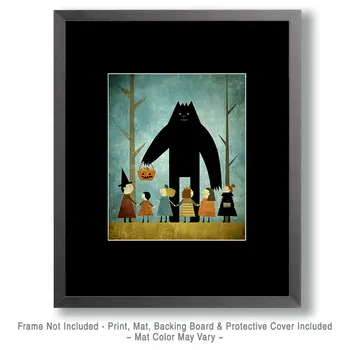 Bigfoot Ready to Trick or Treat Halloween Art Print - 8"x10" Artwork
