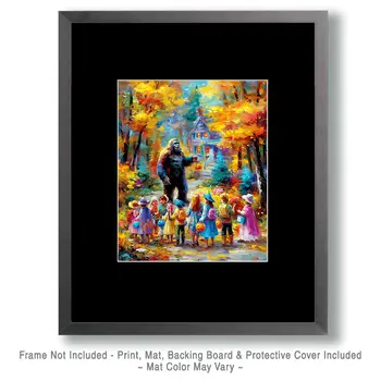 Bigfoot Asking to Go Trick or Treating Halloween Art Print - 8"x10" Artwork