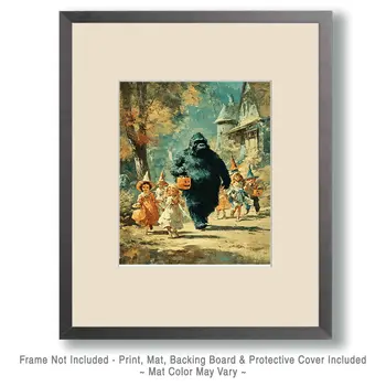 Bigfoot on Halloween Art Print - 8"x10" Artwork