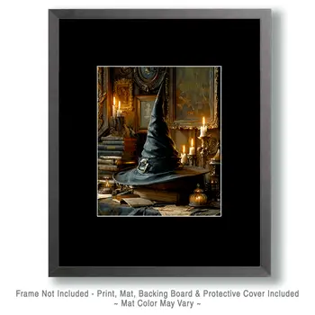 Witch's Hat in Study Halloween Art Print - 8"x10" Artwork