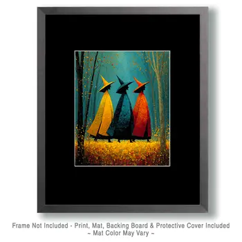 Three Witch's on a Mission Halloween Art Print - 8"x10" Artwork