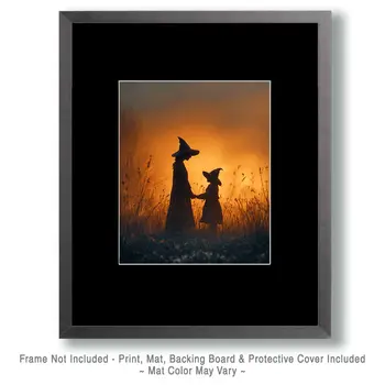 Witch Mother & Daughter Halloween Art Print - 8"x10" Artwork