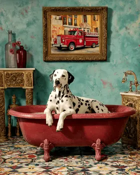 Dalmation in a Bathtub Bathroom Art Print - 8"x10" Artwork for 11"x14" Frame