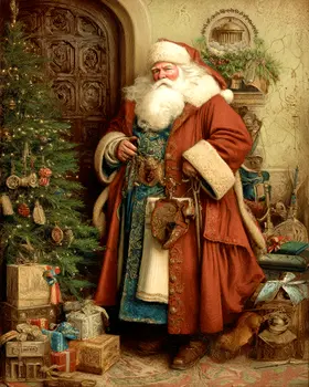 Old World Style Santa Claus Christmas Art Print - 8"x10" Artwork