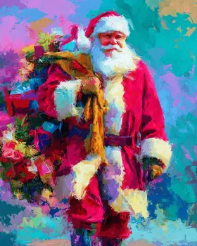 Impressionist Santa Claus Christmas Art Print - 8"x10" Artwork