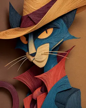 Private Eye Cat - Cut Paper Art Print - 8"x10" Artwork for 11"x14" Frame
