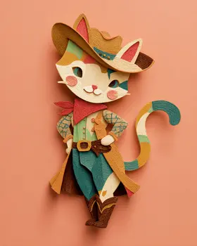 Sassy Cat - Cut Paper Art Print - 8"x10" Artwork for 11"x14" Frame