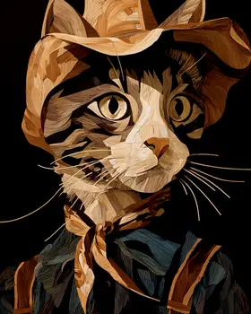 Cat Scout - Cut Paper Art Print - 8"x10" Artwork for 11"x14" Frame