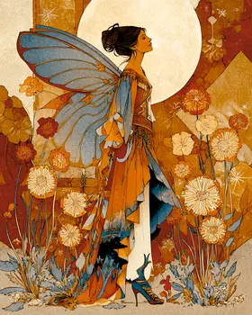 BOHO 70's Fairy - Fairies Art Print - 8"x10" Artwork