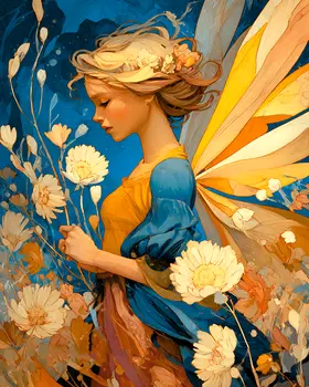 Summer Flower Fairy - Fairies Art Print - 8"x10" Artwork