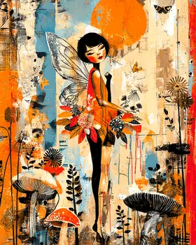 Eastern Mushroom Fairy - Fairies Art Print - 8"x10" Artwork