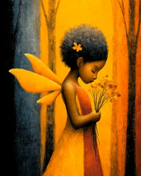 Young Fairy with Bouquet - Fairies Art Print - 8"x10" Artwork