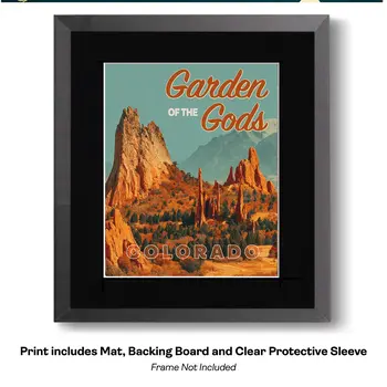 Rustic Garden of the Gods Name Drop Art Print - 8"x10" Artwork for 11"x14" Frame