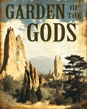 Vintage Garden of the Gods Art Print - 8"x10" Artwork for 11"x14" Frame