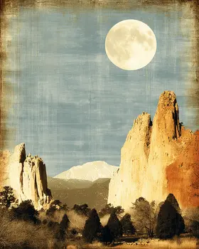 Antique Style Garden of the Gods Art Print - 8"x10" Artwork for 11"x14" Frame