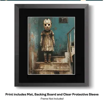 Little Girl with Hockey Goalie Mask art print - 8"x10" Artwork for 11"x14" Frame