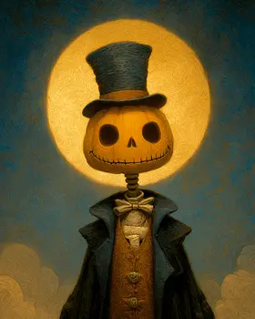 Pumpkinhead Dark Academia Art Print - 8"x10" Artwork for 11"x14" Frame