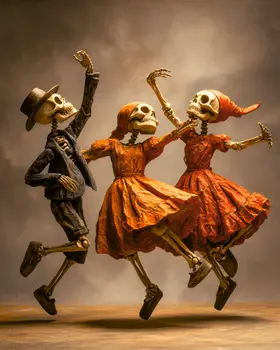 Tres Esqueletos Bailando Dark Academia Art Print - 8"x10" Artwork for 11"x14" Frame