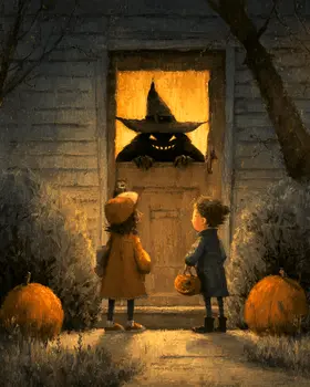 Demon at the Door Dark Academia Art Print - 8"x10" Artwork for 11"x14" Frame