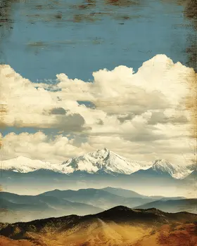 Vintage Style Mountain Scene Nature Art Print - 8"x10" Artwork for 11"x14" Frame
