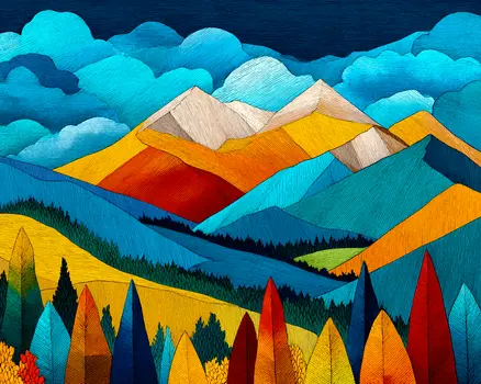 Colorful Mountains Nature Art Print - 8"x10" Artwork for 11"x14" Frame