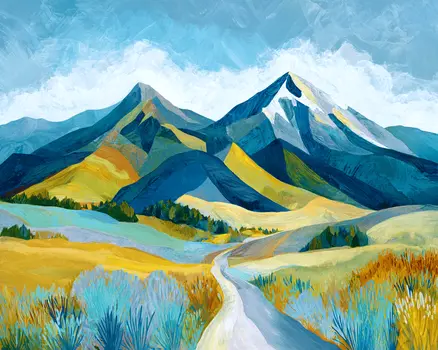 Path to Mountains Nature Art Print - 8"x10" Artwork for 11"x14" Frame