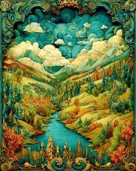 Mountain Fantasy Nature Art Print - 8"x10" Artwork for 11"x14" Frame