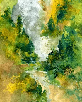 Abstract Mountain Stream Nature Art Print - 8"x10" Artwork for 11"x14" Frame