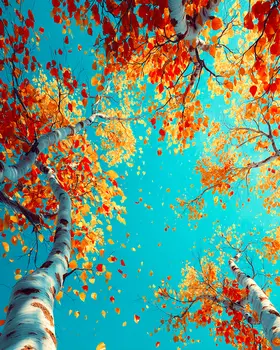 Brilliant Leaves Mountains Nature Art Print - 8"x10" Artwork for 11"x14" Frame